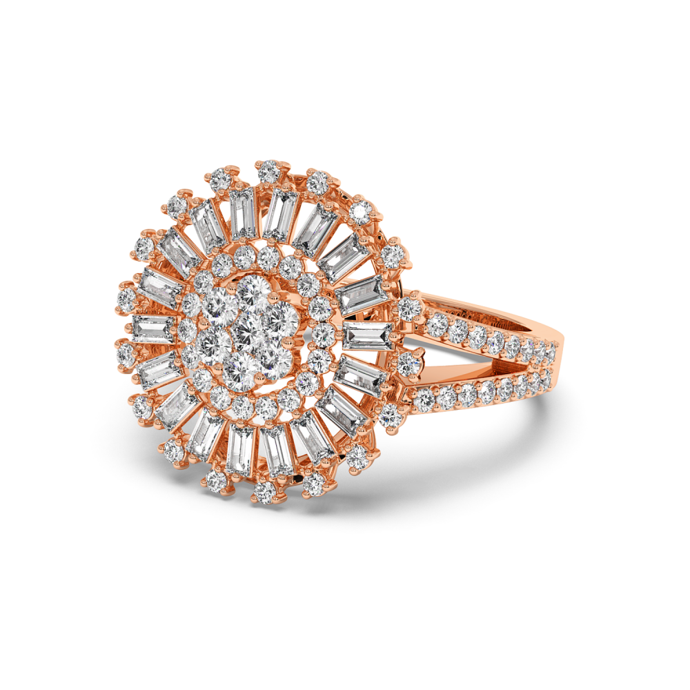 Ring with 0.66 ct Round Diamonds and 0.45 ct Baget Diamonds