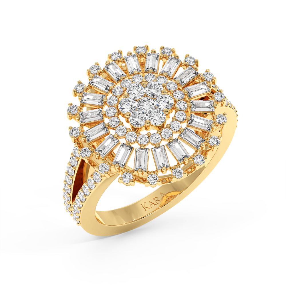 Ring with 0.66 ct Round Diamonds and 0.45 ct Baget Diamonds