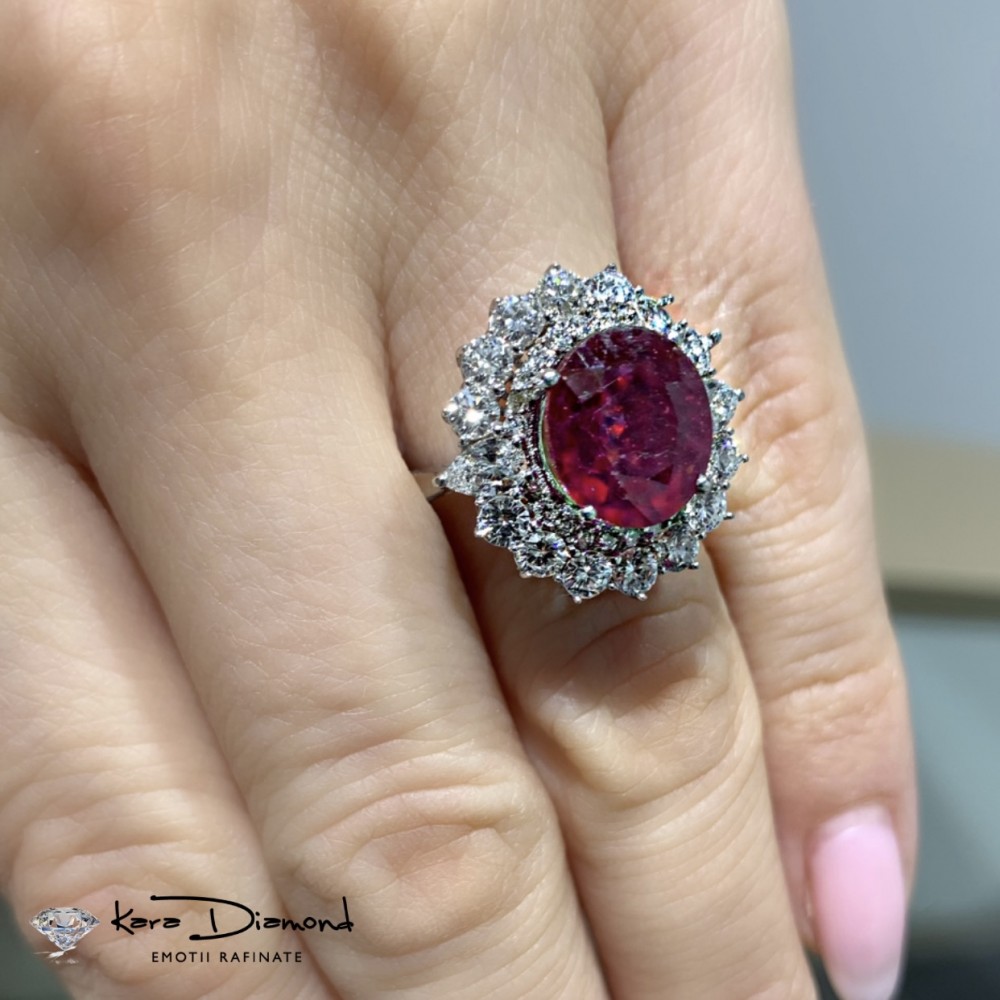 Ring with 1.55 ct. Diamonds and 3.68 ct. Ruby
