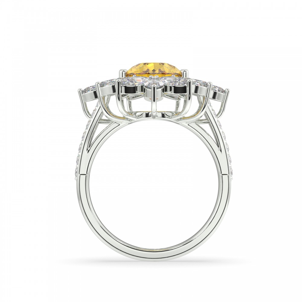 Ring with 2.41 ct yellow sapphire and 1.62 ct diamonds