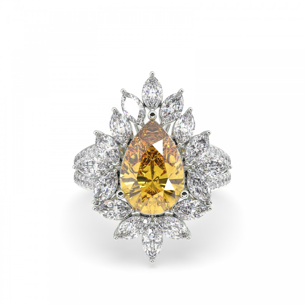 Ring with 2.41 ct yellow sapphire and 1.62 ct diamonds