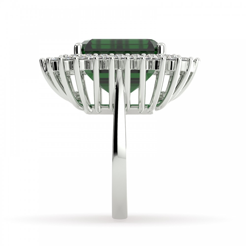 Ring with 10.01ct Center Emerald and 1.34ct Round Diamonds on the sides