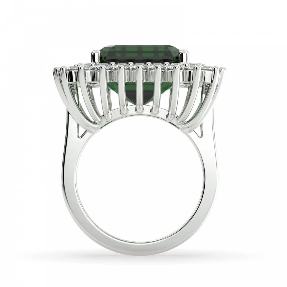 Ring with 10.01ct Center Emerald and 1.34ct Round Diamonds on the sides