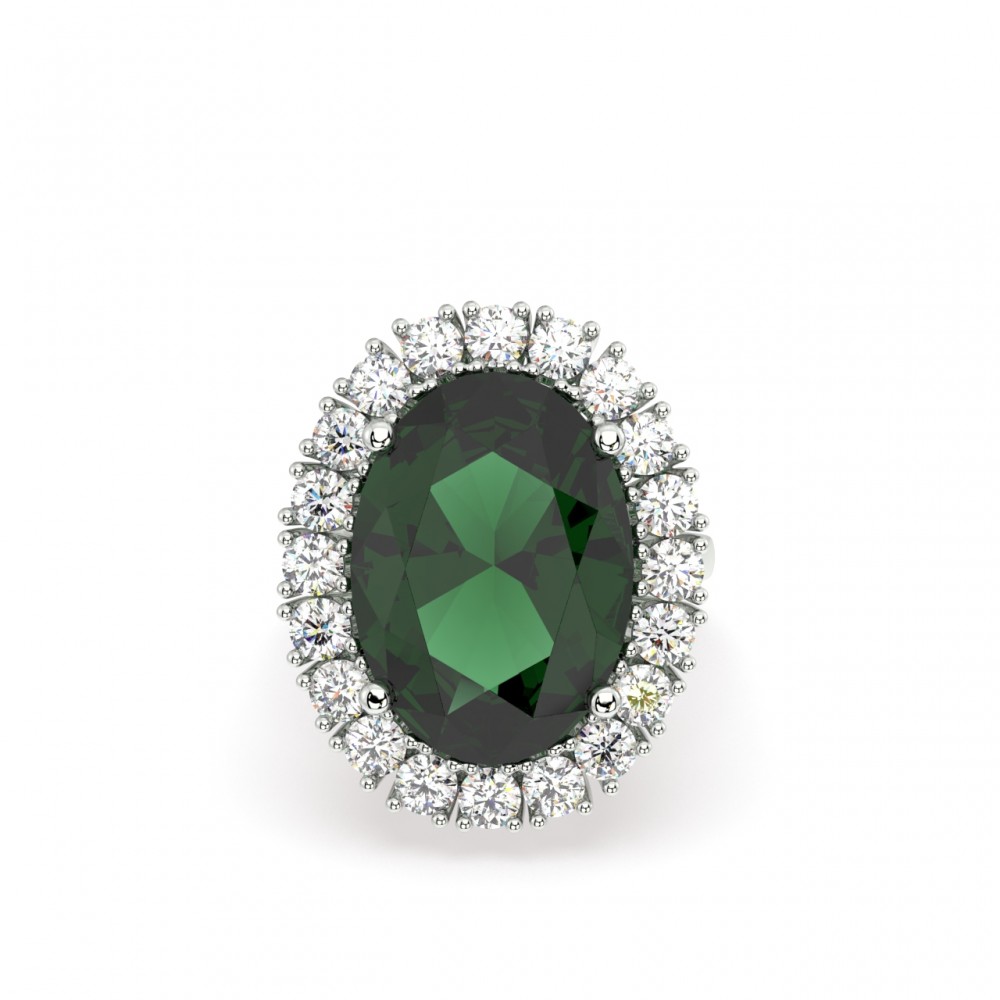 Ring with 12.31ct center Emerald and 1.75ct Diamonds