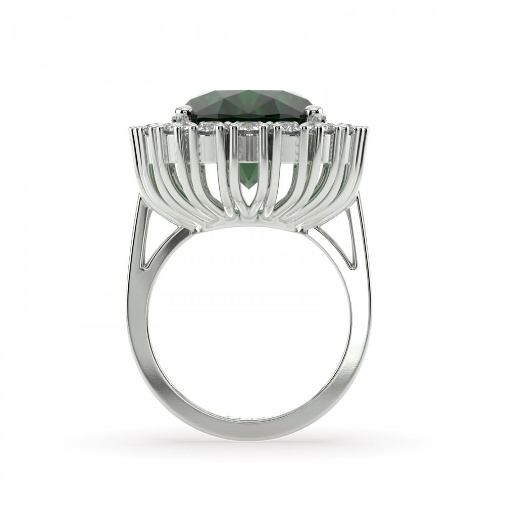 Ring with 12.31ct center Emerald and 1.75ct Diamonds