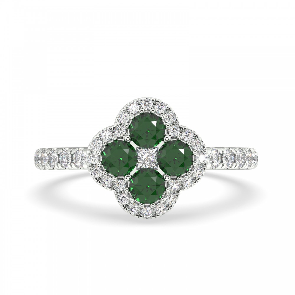 Ring with 0.54ct emeralds and 0.54ct diamonds