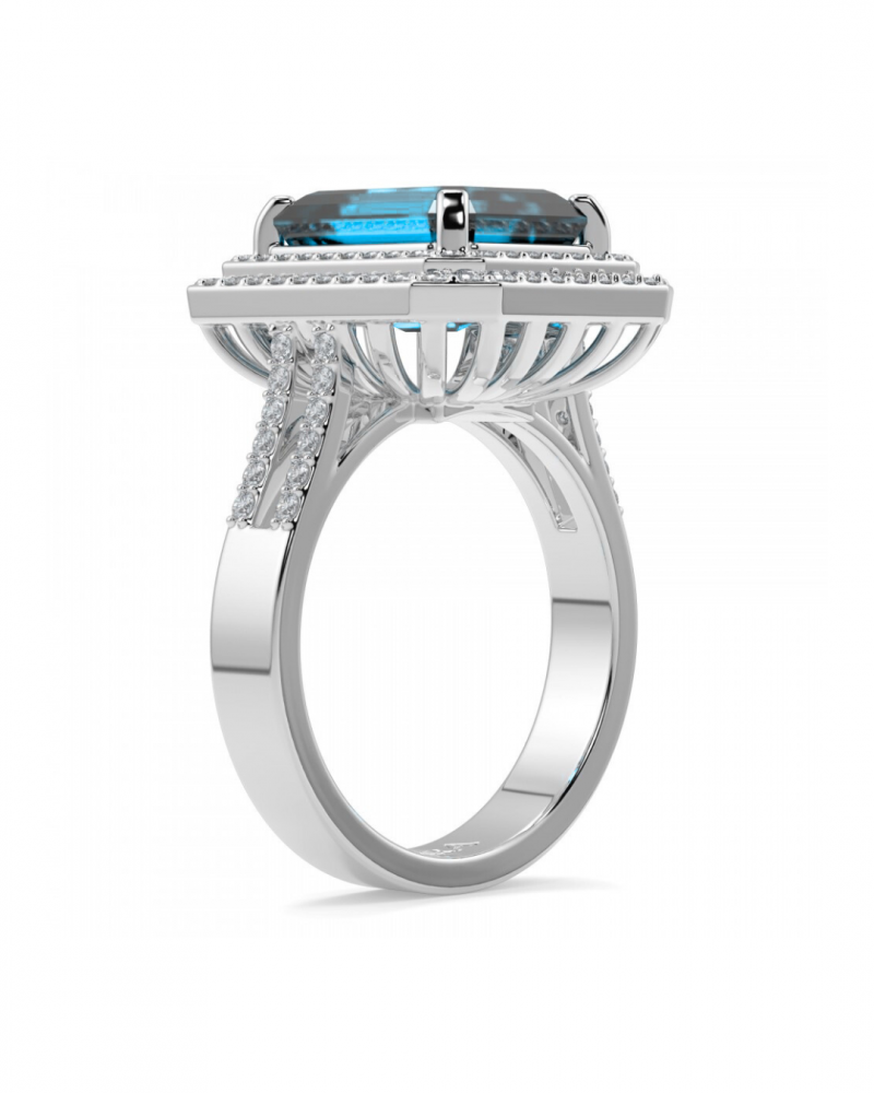 Ring with 5.90 ct topaz and 0.72 ct diamonds