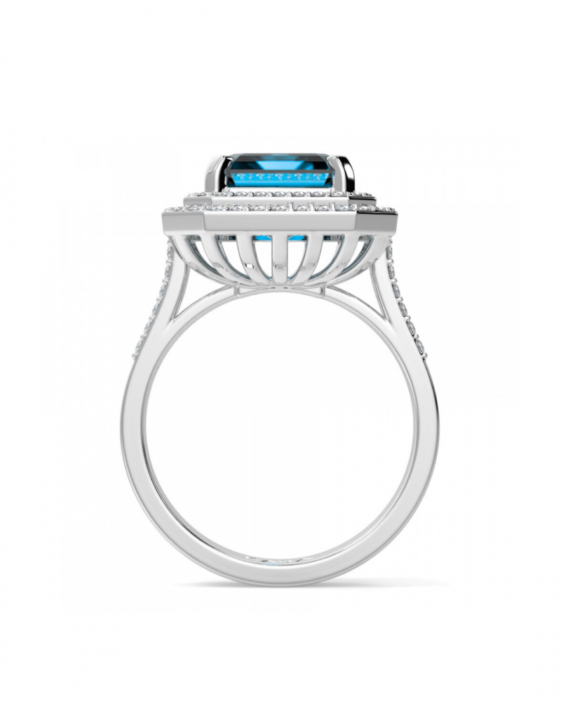 Ring with 5.90 ct topaz and 0.72 ct diamonds