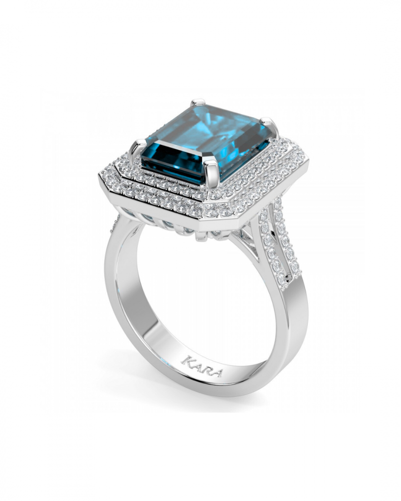 Ring with 5.90 ct topaz and 0.72 ct diamonds