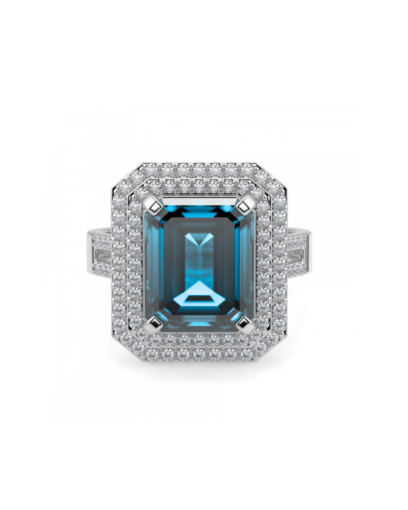 Ring with 5.90 ct topaz and 0.72 ct diamonds