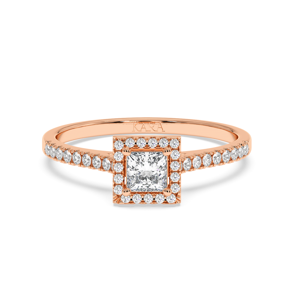 Engagement ring with central diamond of 0.22 ct and side diamonds of 0.27 ct