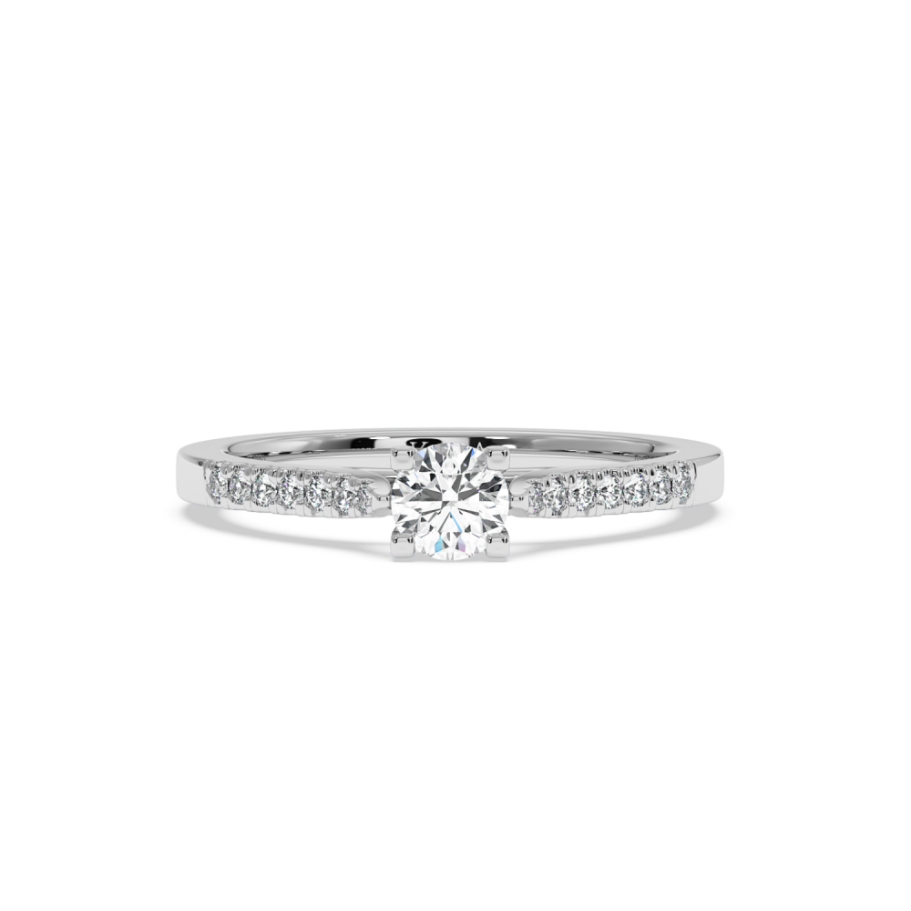 Engagement ring with 0.30 ct center diamond and 0.10 ct side diamonds