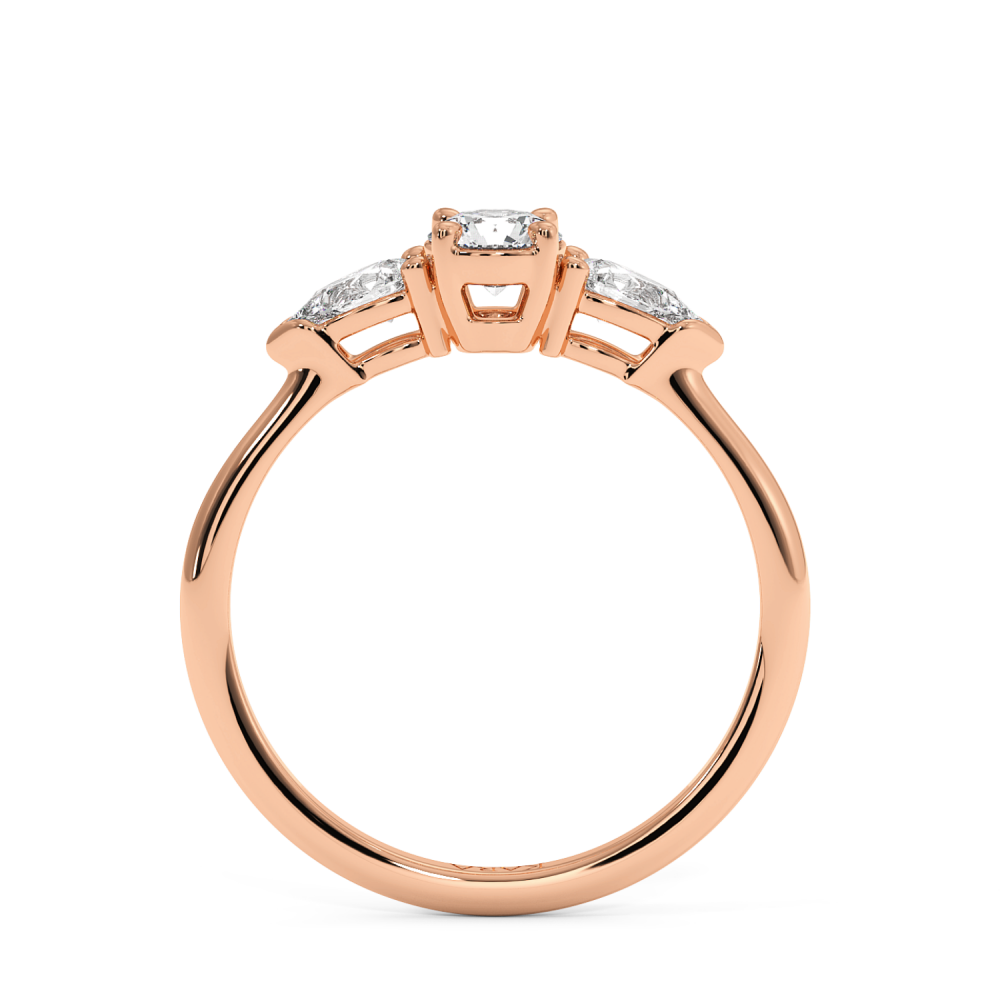 Engagement ring with 0.30 ct center diamond and 0.19 ct Pear side diamonds