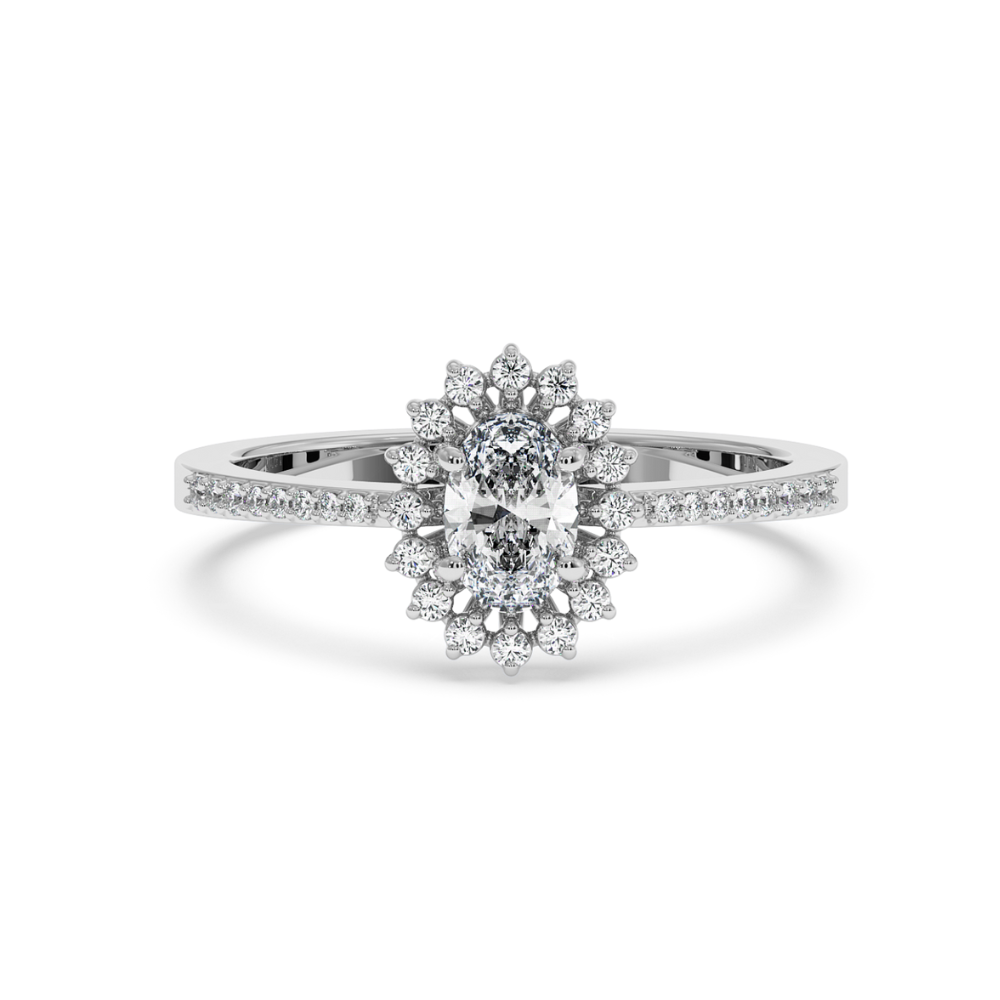 Engagement ring with central diamond of 0.36 ct and side diamonds of 0.12 ct