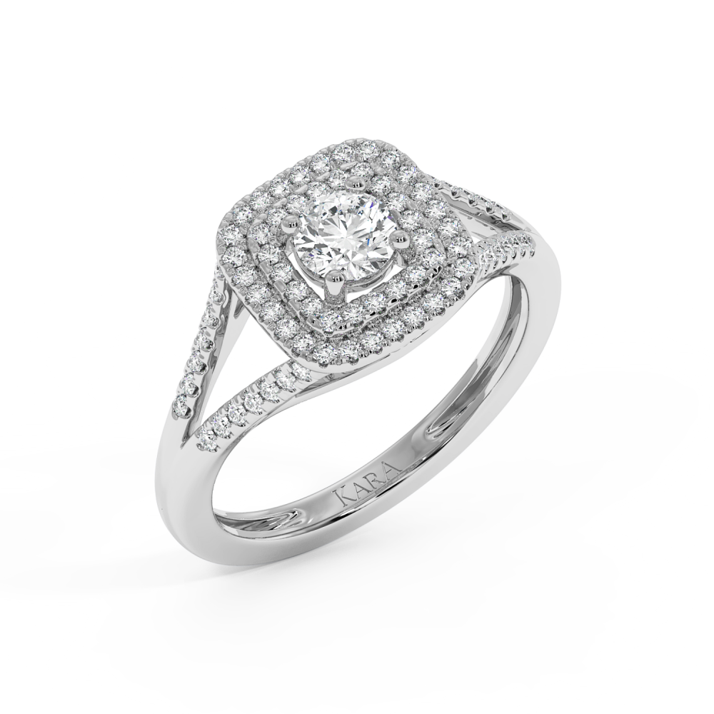 Engagement ring with central diamond of 0.36 ct and side diamonds of 0.26 ct