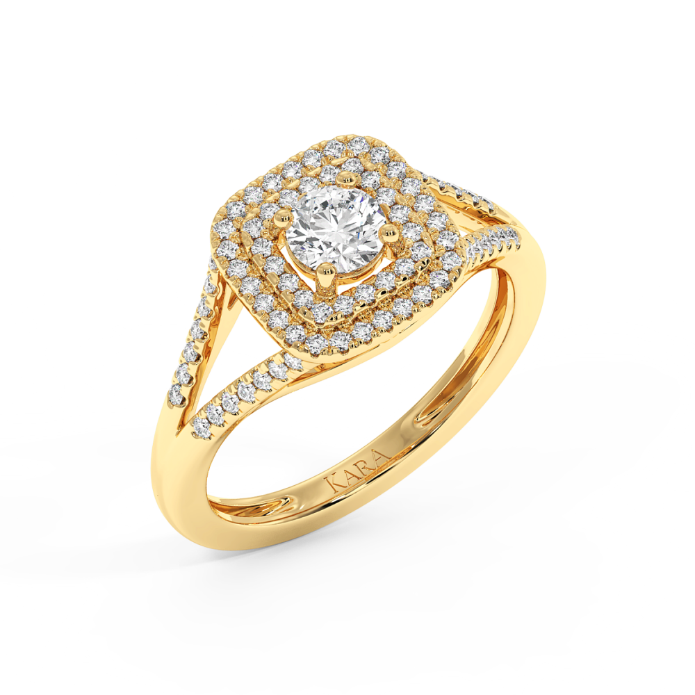 Engagement ring with central diamond of 0.36 ct and side diamonds of 0.26 ct