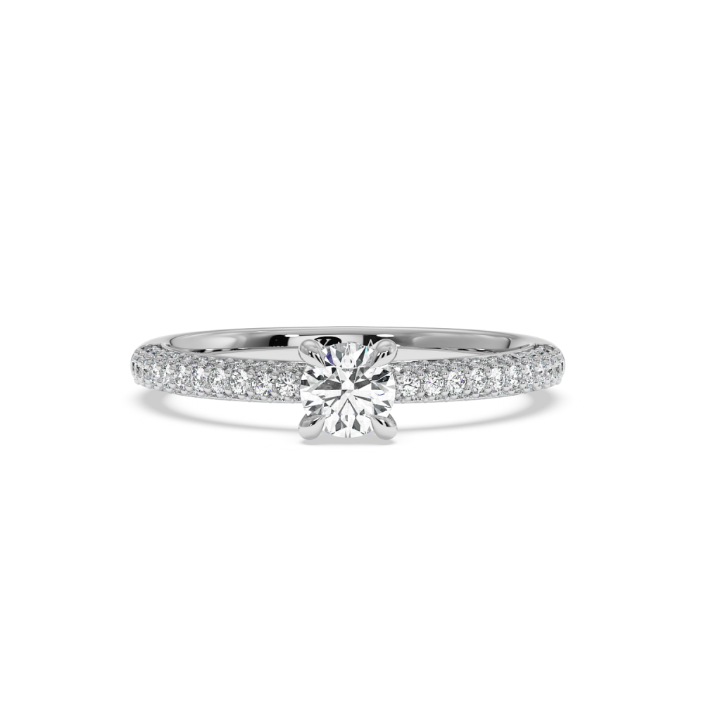 Engagement ring with central diamond of 0.36 ct and side diamonds of 0.41 ct