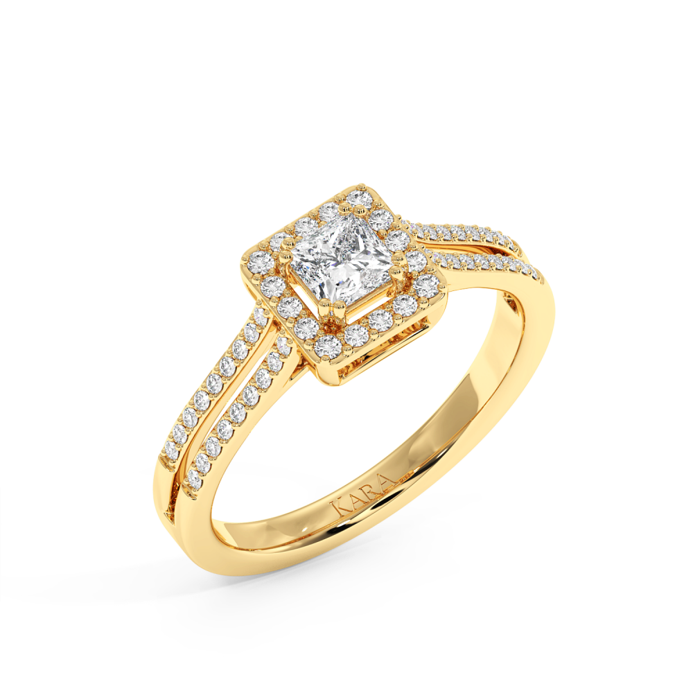 Engagement ring with central diamond of 0.38 ct and side diamonds of 0.26 ct