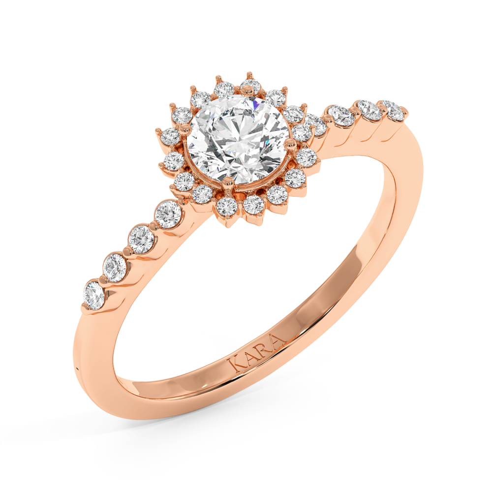 Engagement ring with central diamond of 0.48 ct and side diamonds of 0.14 ct