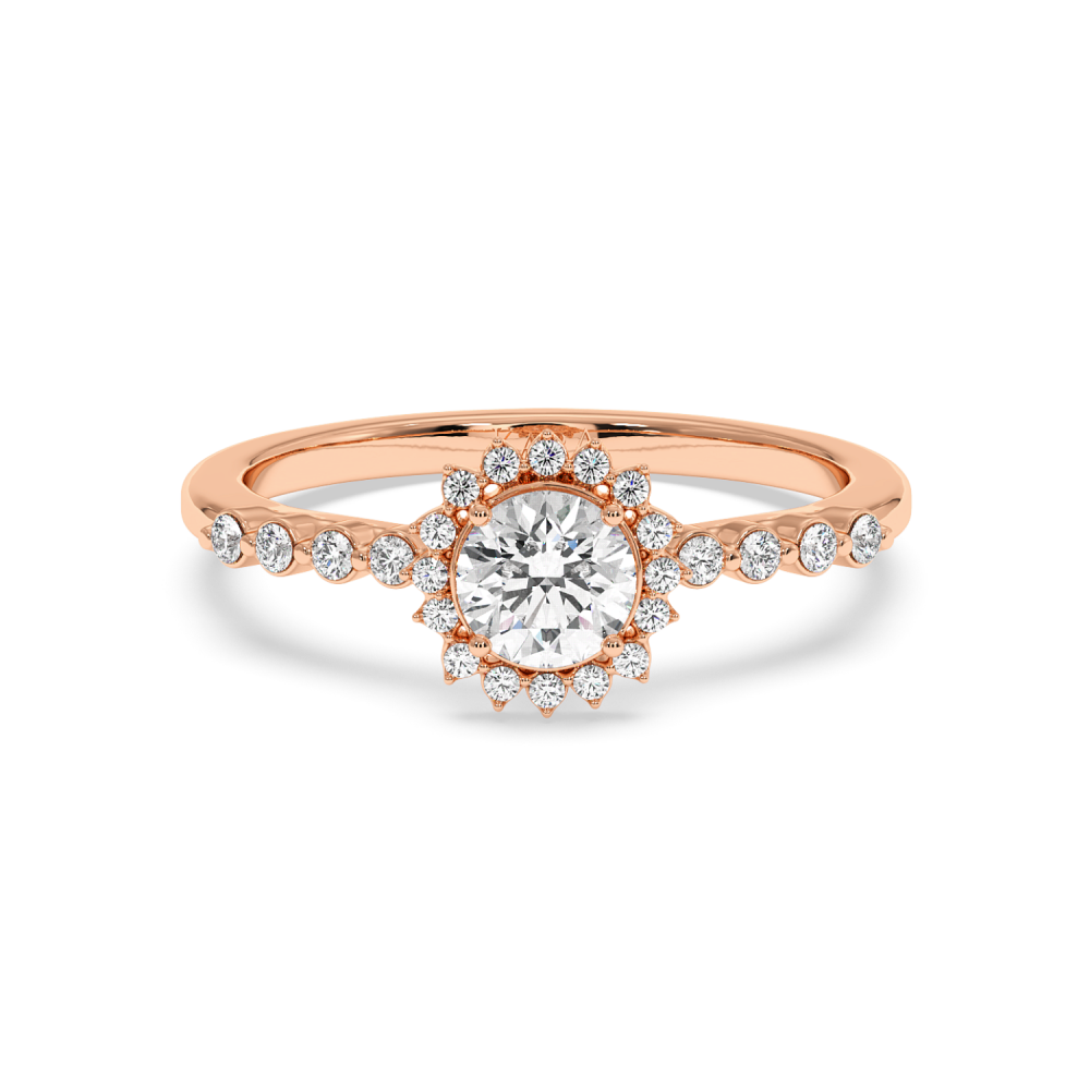 Engagement ring with central diamond of 0.48 ct and side diamonds of 0.14 ct