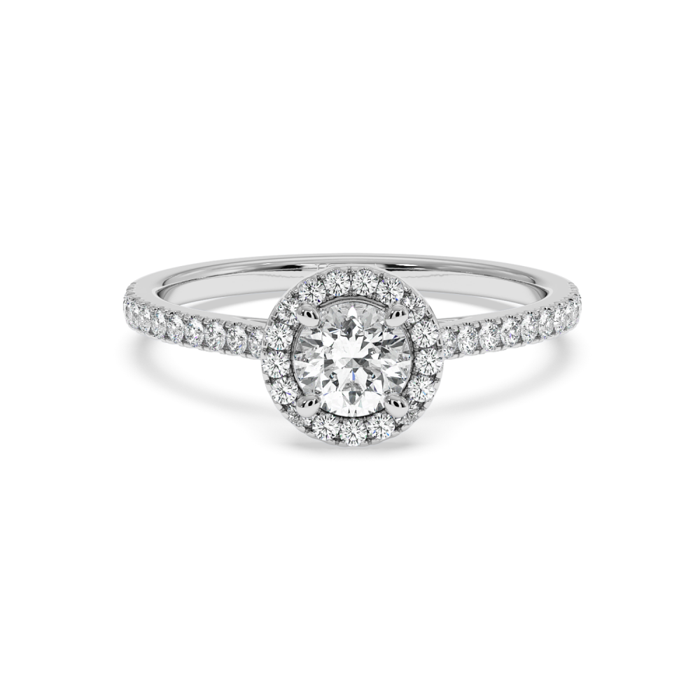 Engagement ring with central diamond of 0.50 ct and side diamonds of 0.22 ct