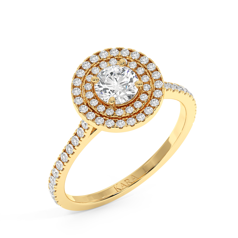 Engagement ring with 0.50 ct center diamond and 0.32 ct side diamonds