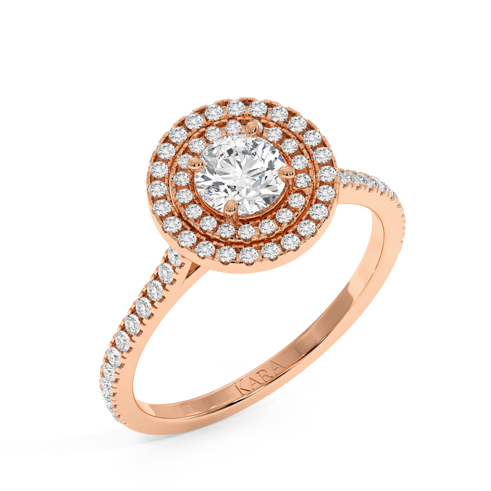 Engagement ring with 0.50 ct center diamond and 0.32 ct side diamonds