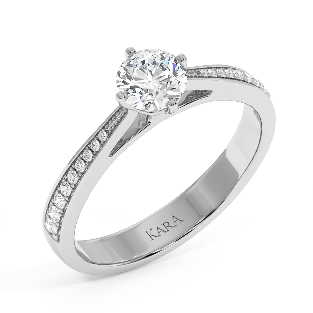 Engagement ring with central diamond of 0.59 ct and side diamonds of 0.14 ct