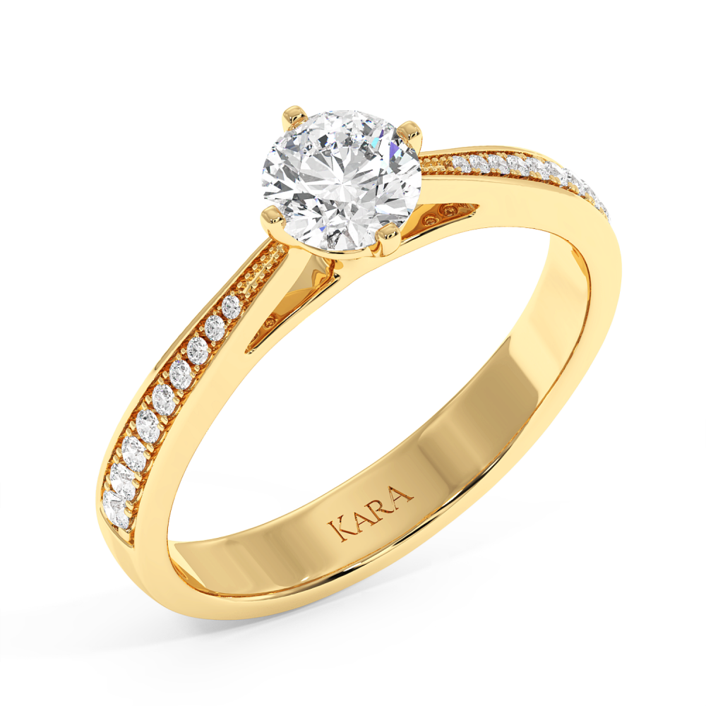 Engagement ring with central diamond of 0.59 ct and side diamonds of 0.14 ct