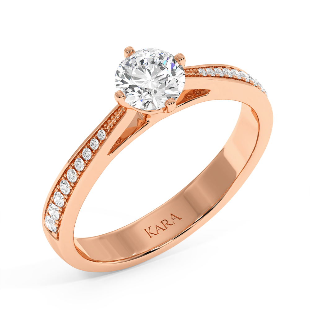 Engagement ring with central diamond of 0.59 ct and side diamonds of 0.14 ct