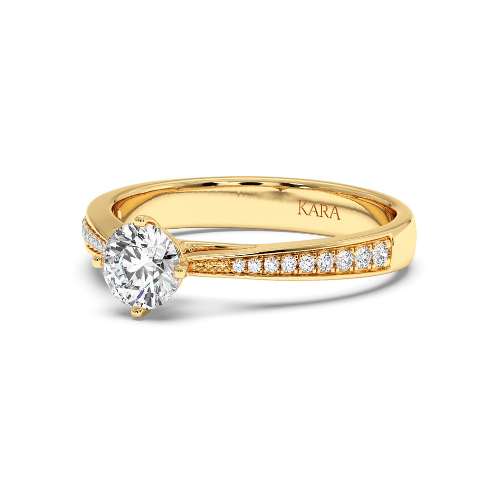 Engagement ring with central diamond of 0.59 ct and side diamonds of 0.14 ct