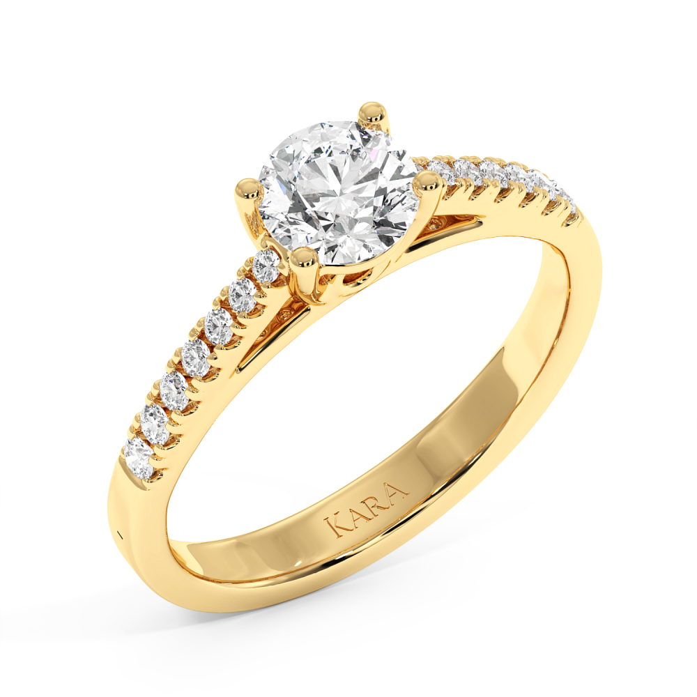 Engagement ring with central diamond of 0.59 ct and side diamonds of 0.18 ct