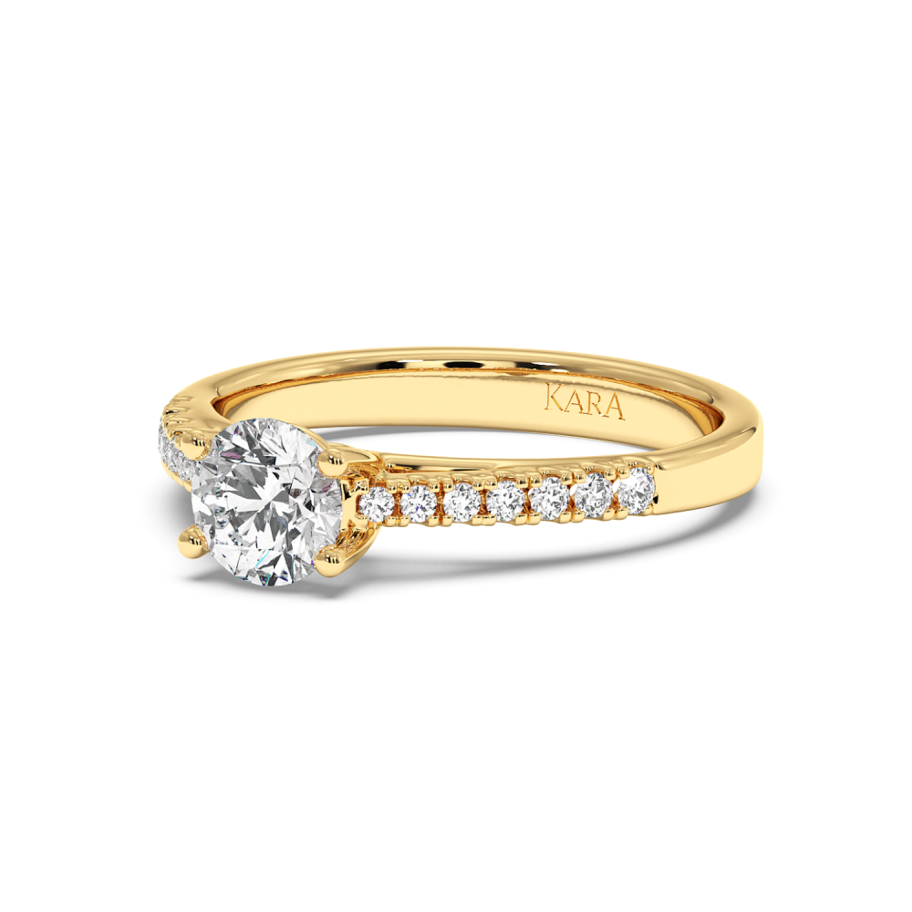 Engagement ring with central diamond of 0.59 ct and side diamonds of 0.18 ct