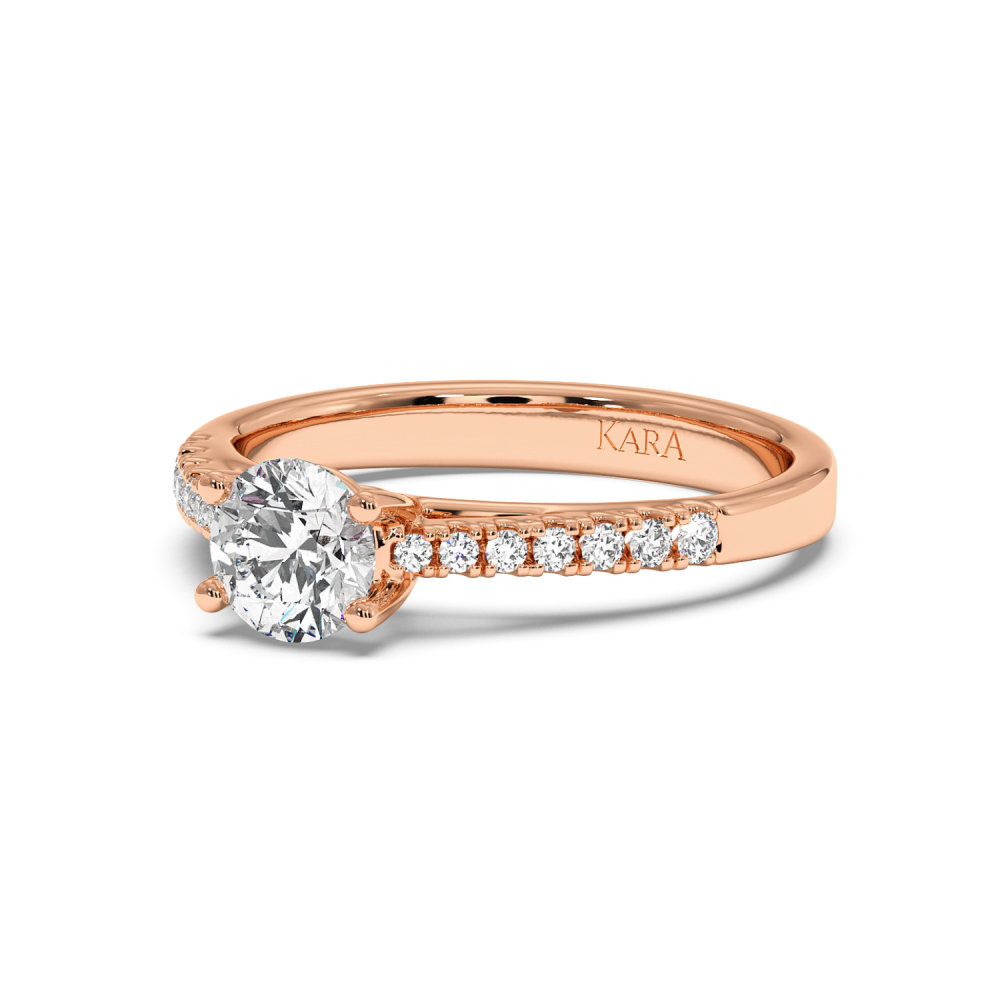 Engagement ring with central diamond of 0.59 ct and side diamonds of 0.18 ct