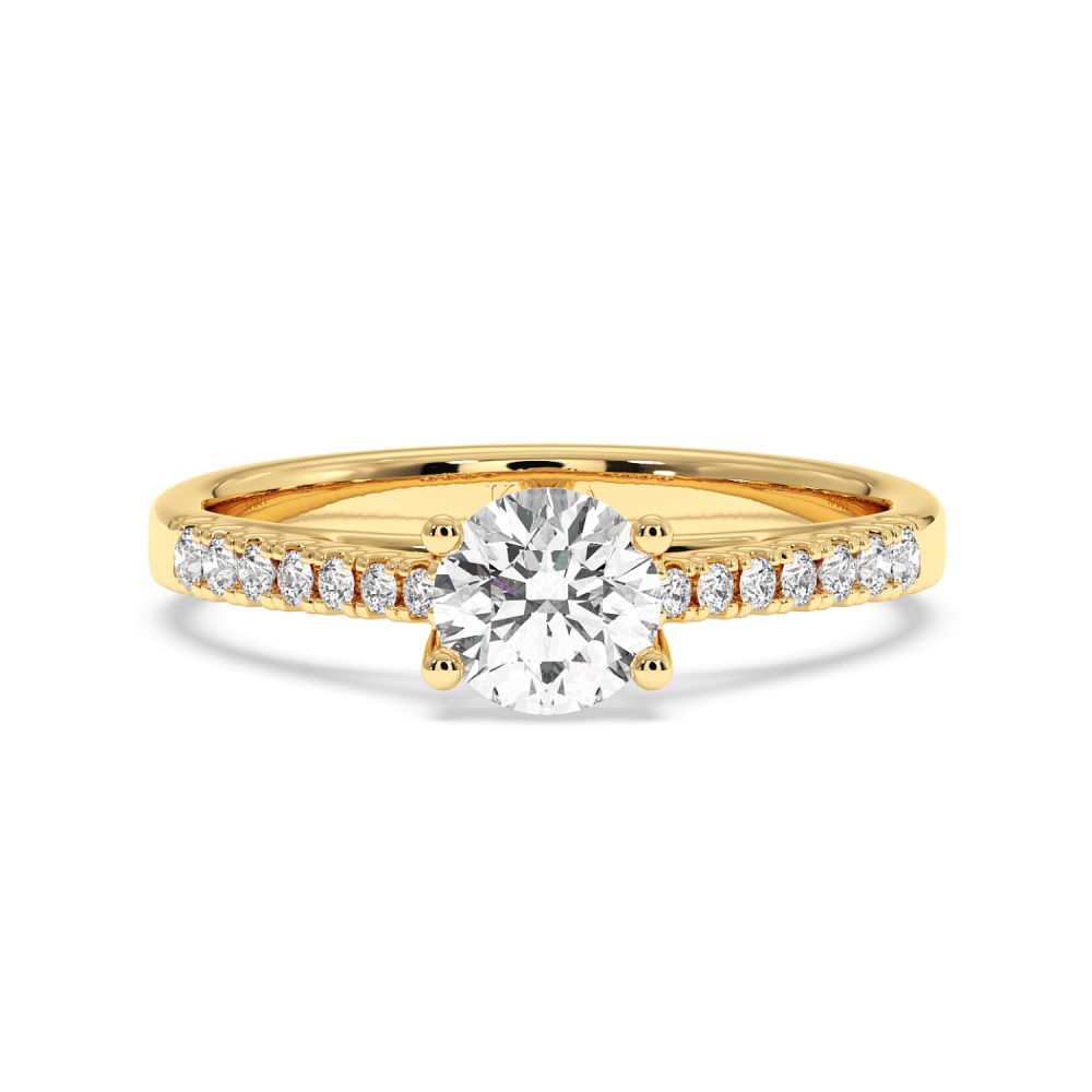 Engagement ring with central diamond of 0.59 ct and side diamonds of 0.18 ct