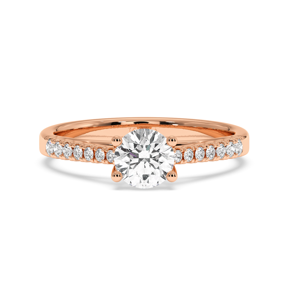 Engagement ring with central diamond of 0.59 ct and side diamonds of 0.18 ct