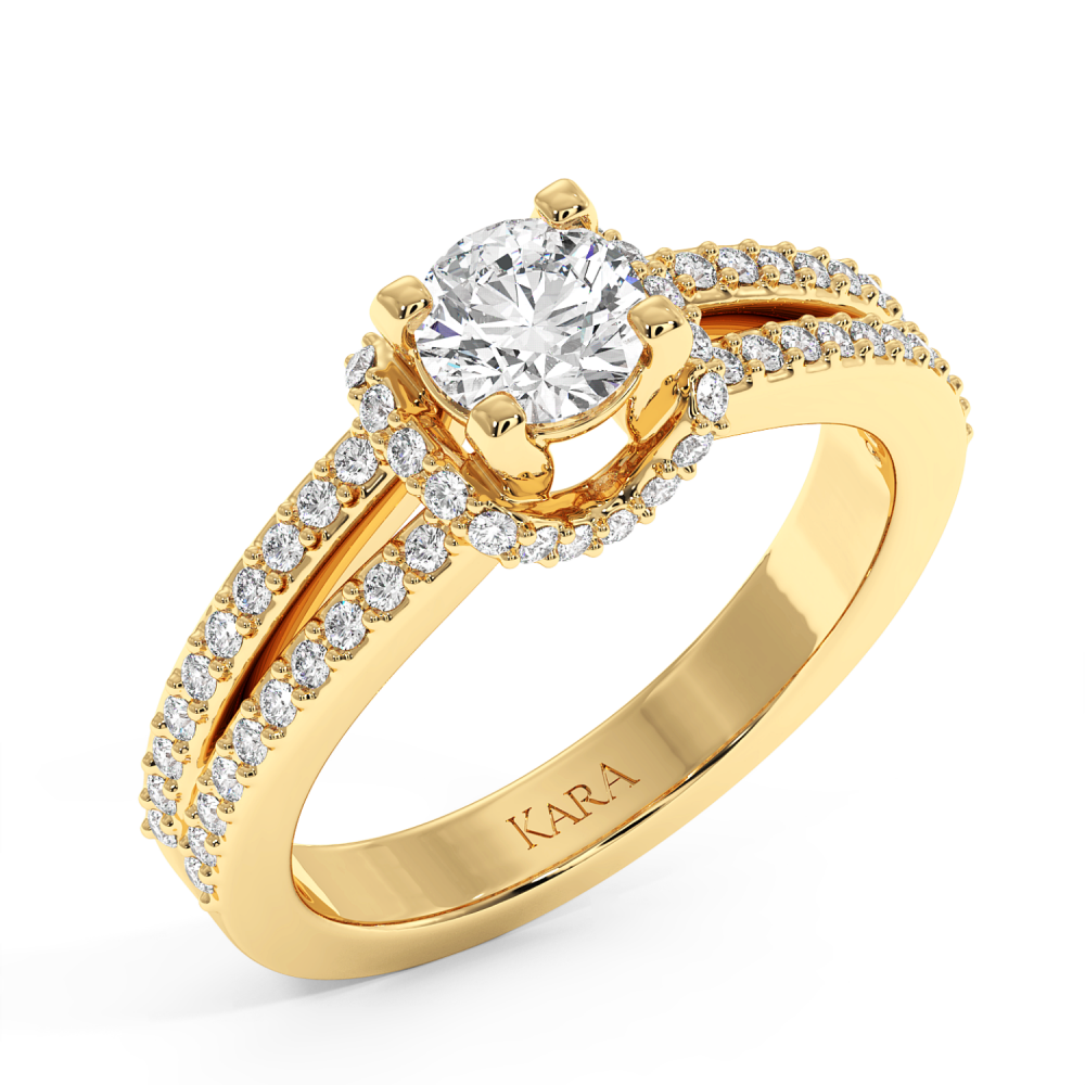 Engagement ring with central diamond of 0.60 ct and side diamonds of 0.36 ct