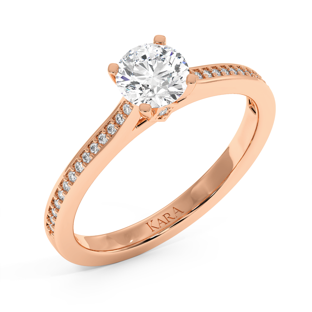 Engagement ring with central diamond of 0.66 ct and side diamonds of 0.08 ct