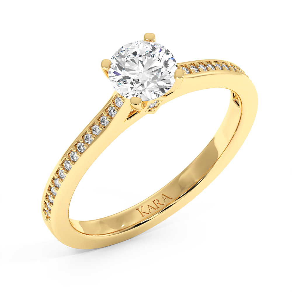 Engagement ring with central diamond of 0.66 ct and side diamonds of 0.08 ct