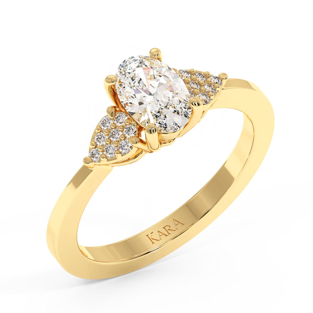Engagement ring with 0.71 ct oval center diamond and 0.08 ct side diamonds