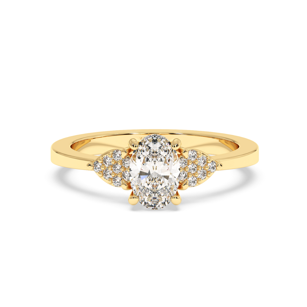 Engagement ring with 0.71 ct oval center diamond and 0.08 ct side diamonds