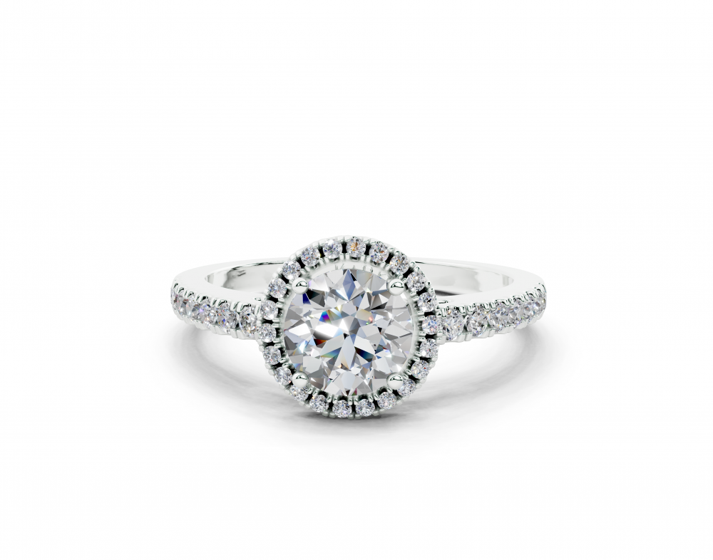 Engagement ring with central diamond of 0.73 ct and side diamonds of 0.23 ct