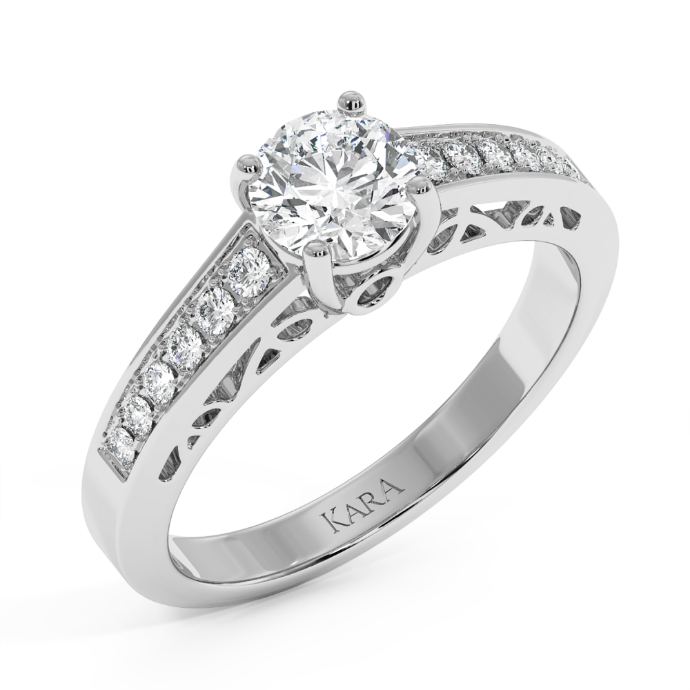 Engagement ring with central diamond of 0.80 ct and side diamonds of 0.20 ct