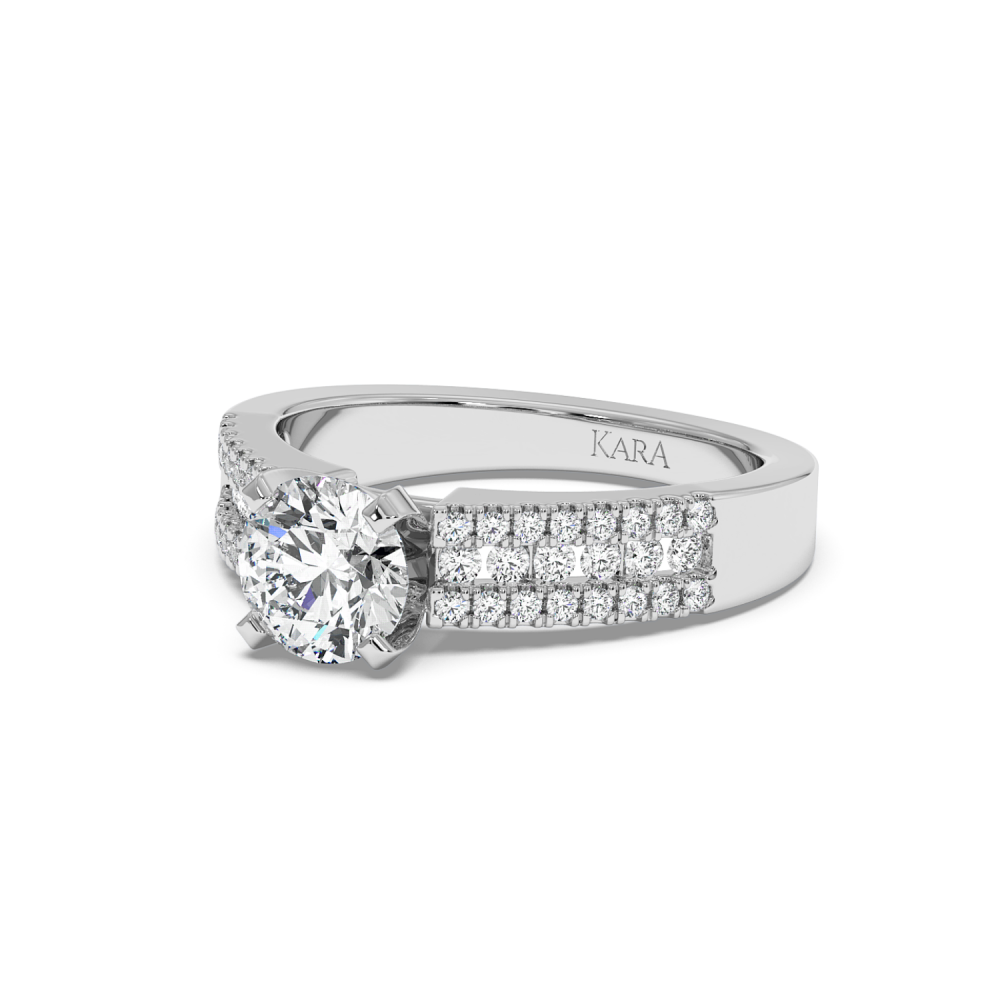 Engagement ring with 1.00 ct center diamond and 0.41 ct side diamonds