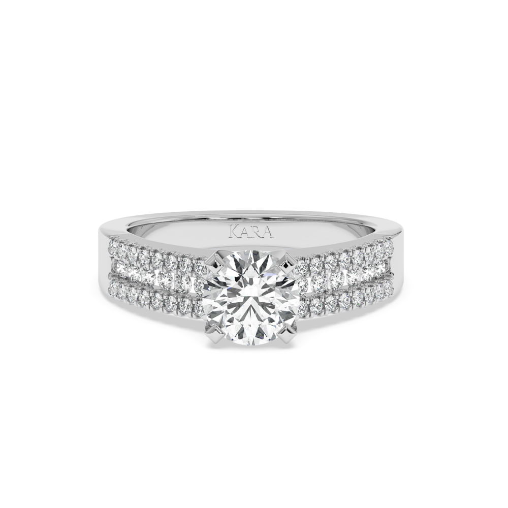 Engagement ring with 1.00 ct center diamond and 0.41 ct side diamonds