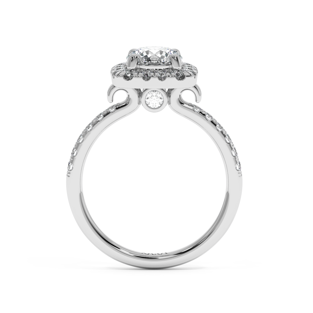 Engagement ring with 1.00 ct center diamond and 0.54 ct side diamonds