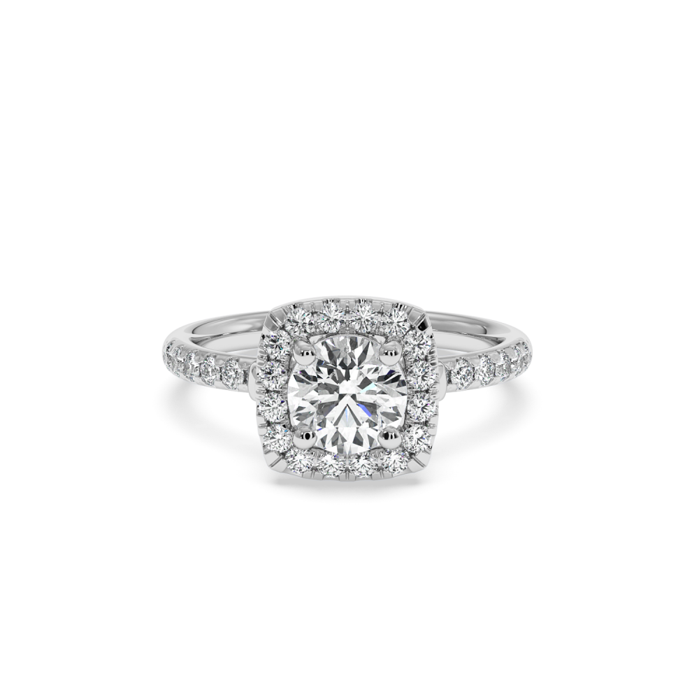 Engagement ring with 1.00 ct center diamond and 0.54 ct side diamonds