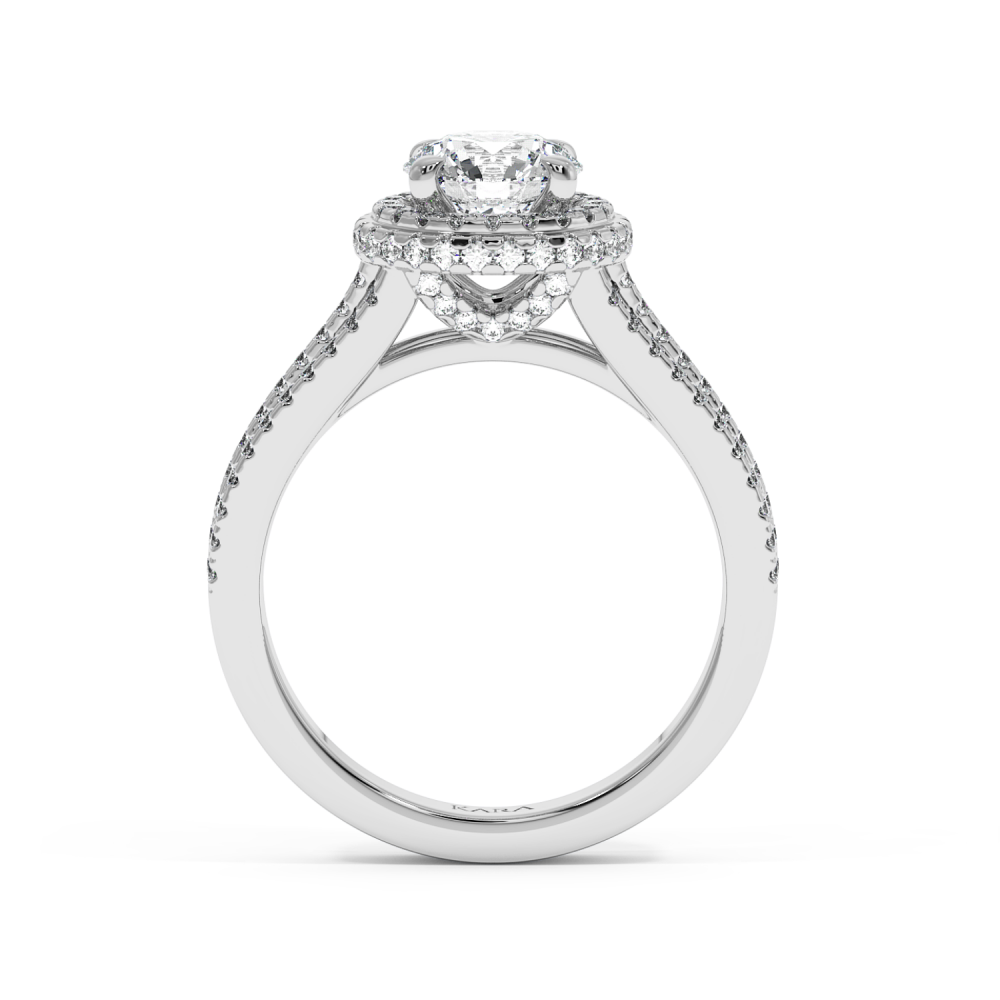 Engagement ring with 1.00 ct center diamond and 0.56 ct side diamonds