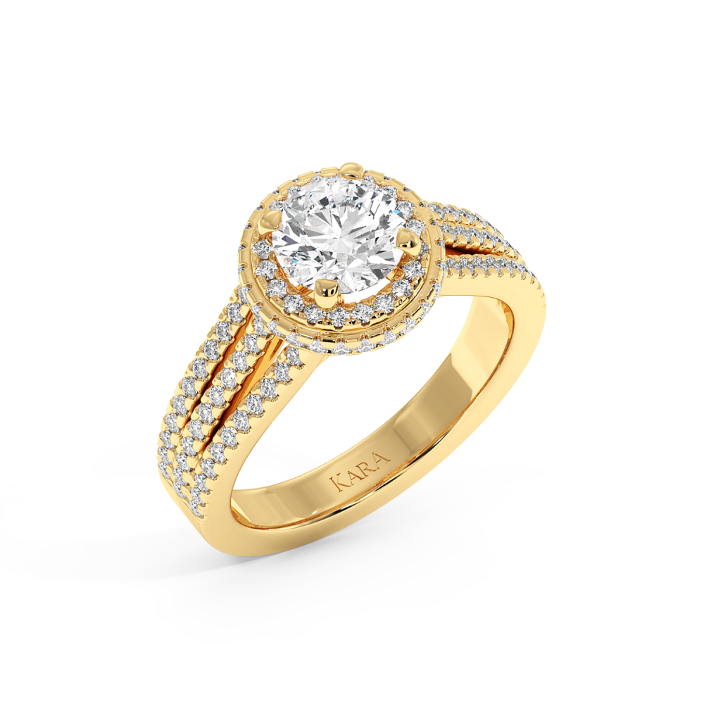 Engagement ring with 1.00 ct center diamond and 0.56 ct side diamonds