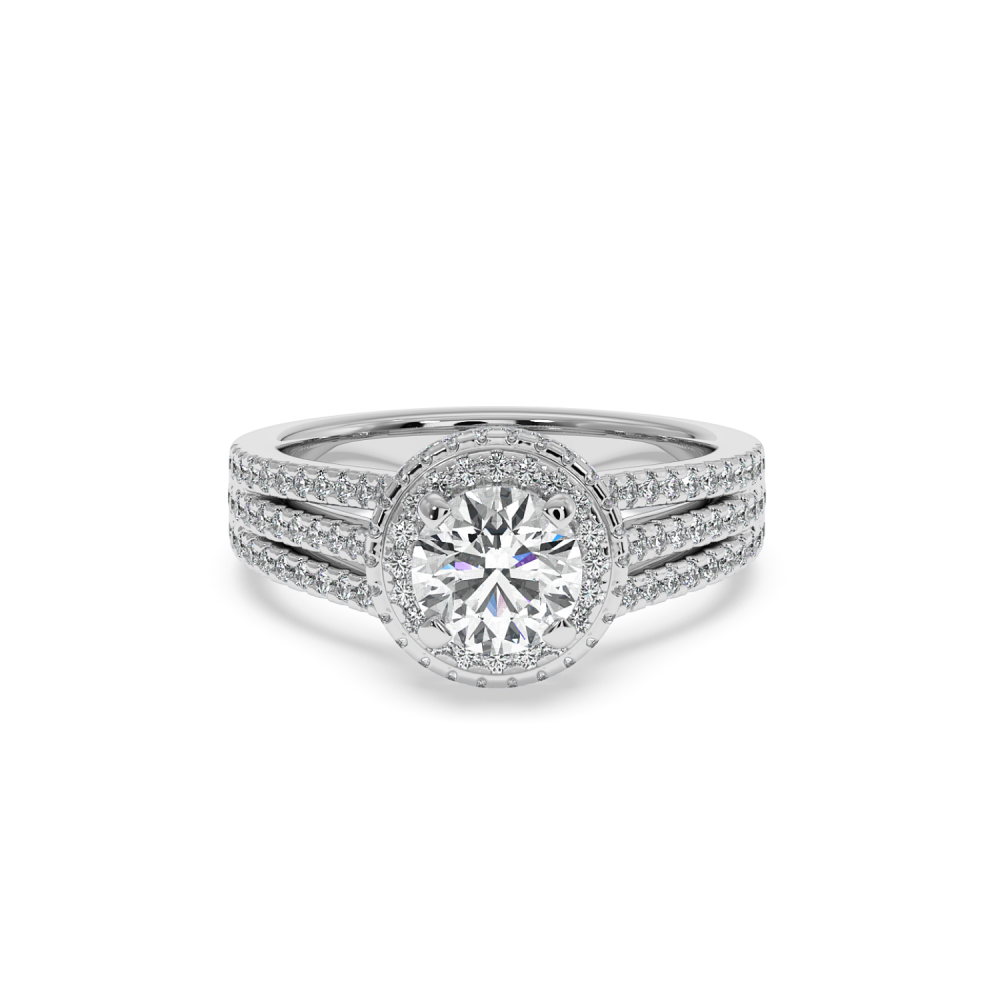 Engagement ring with 1.00 ct center diamond and 0.56 ct side diamonds